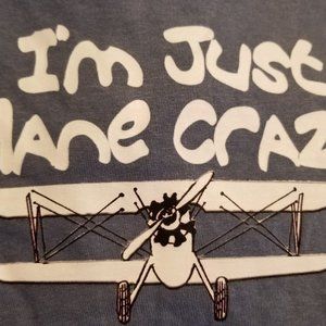 Aeronautical Lover T Shirt I'm Just Plane Crazy Airplane Blue Short Sleeve